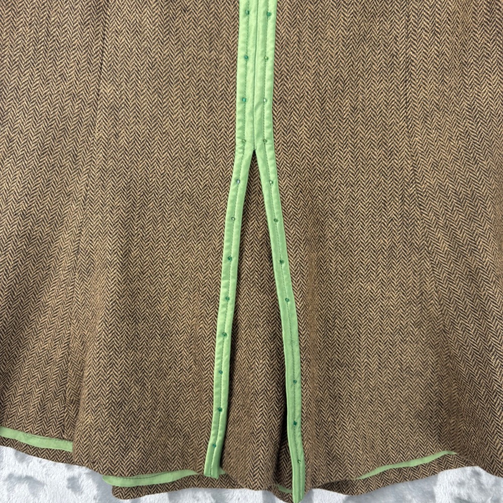 Ann Taylor Loft Brown Herringbone Wool Blend Skirt Green Trim Size 6 Irish - Picture 11 of 16